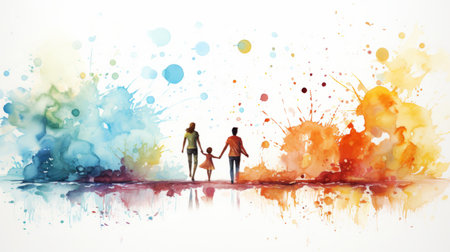 International Family Day 15th May Watercolor style Generative AIの素材