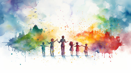 International Family Day 15th May Watercolor style Generative AIの素材