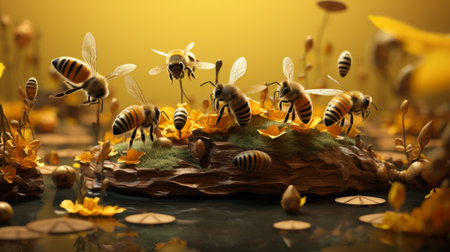 World Bee Day 20th May cartoon style 3D Generative AIの素材