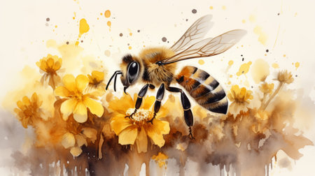 World Bee Day 20th May Watercolor style Generative AIの素材