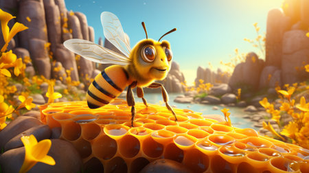 World Bee Day 20th May cartoon style 3D Generative AIの素材
