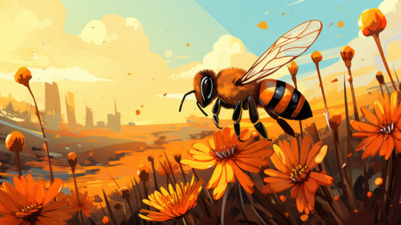World Bee Day 20th May Watercolor style Generative AIの素材