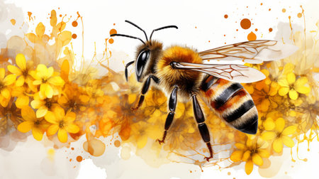 World Bee Day 20th May Watercolor style Generative AIの素材