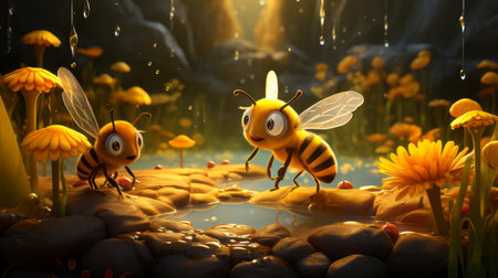 World Bee Day 20th May cartoon style 3D Generative AIの素材