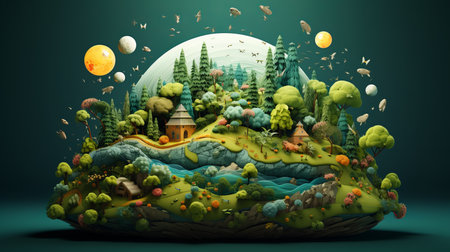 International Day for Biological Diversity 22th May cartoon style 3D Generative AIの素材