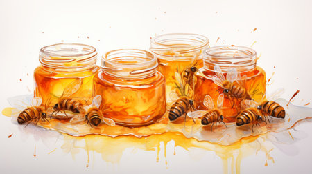 World Bee Day 20th May Watercolor style Generative AIの素材