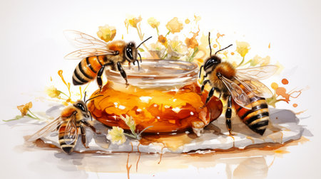 World Bee Day 20th May Watercolor style Generative AIの素材