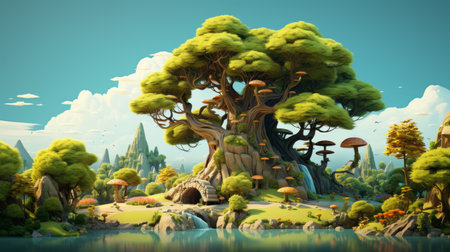 National Tree Day 22th May cartoon style 3D Generative AIの素材