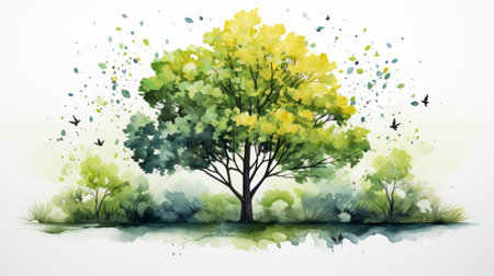 watercolor National Tree Day 22th May Generative AIの素材