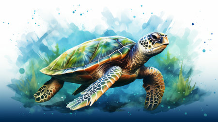 watercolor World Turtle Day 23th May Generative AIの素材
