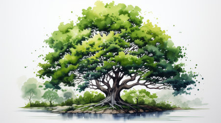 watercolor National Tree Day 22th May Generative AIの素材