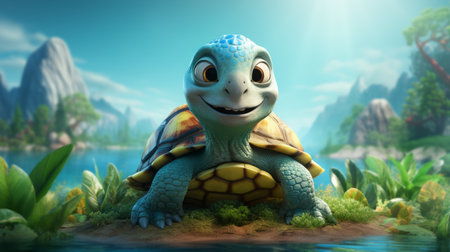World Turtle Day 23th May cartoon style 3D Generative AIの素材