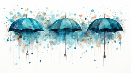 Watercolor Rainy season Generative AIの素材
