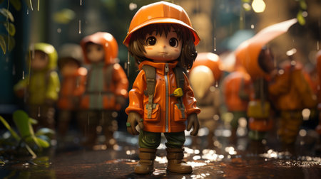 Rainy season Generative AI cartoon style3D Generative AIの素材