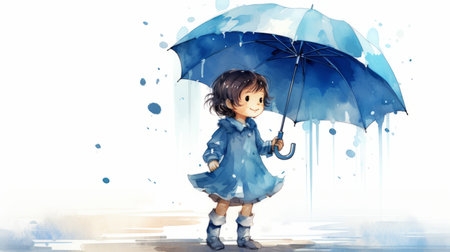 Watercolor Rainy season Generative AIの素材