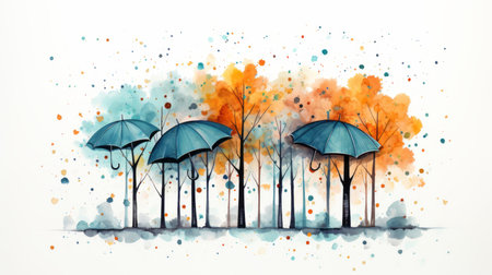 Watercolor Rainy season Generative AIの素材