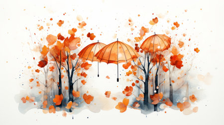 Watercolor Rainy season Generative AIの素材