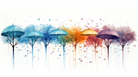 Watercolor Rainy season Generative AIの素材
