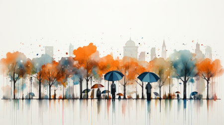 Watercolor Rainy season Generative AIの素材