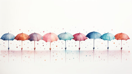 Watercolor Rainy season Generative AIの素材