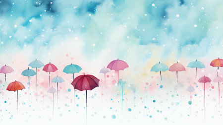 Watercolor Rainy season Generative AIの素材