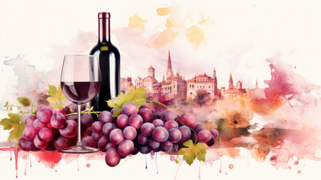 watercolor National Wine Day 25th May Generative AIの素材