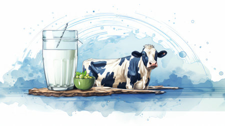 World Milk Day June 1 watercolor style Generative AIの素材