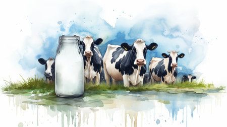 World Milk Day June 1 watercolor style Generative AIの素材