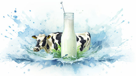 World Milk Day June 1 watercolor style Generative AIの素材