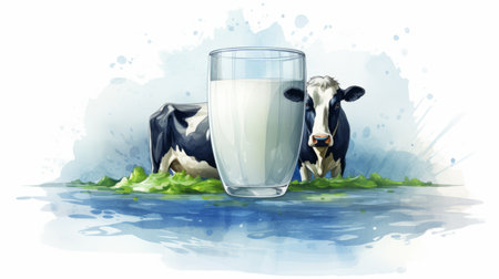 World Milk Day June 1 watercolor style Generative AIの素材