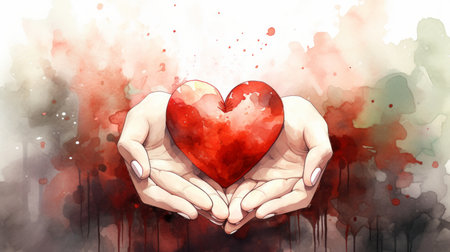 World Blood Donor Day June 14 watercolor style Generative AIの素材