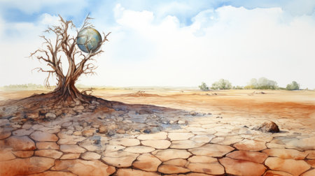 World Day Against Drought 17 June watercolor style Generative AIの素材