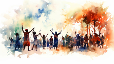 Juneteenth, a day for freedom 19 June watercolor style Generative AIの素材