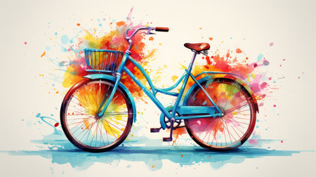 Bicycle World June 3 watercolor style Generative AIの素材