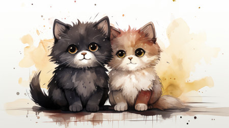 International Cat Hugging Day, June 4th watercolor style Generative AIの素材