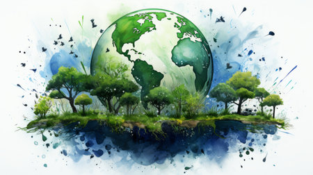 World Environment Day June 5 watercolor style Generative AIの素材