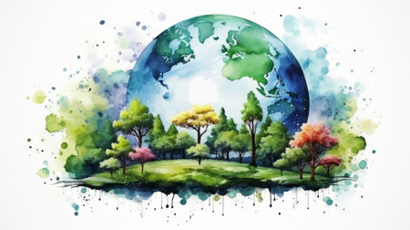 World Environment Day June 5 watercolor style Generative AIの素材