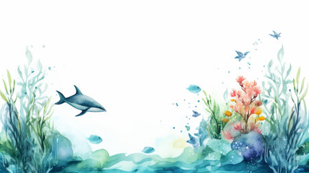 world ocean day Or World Oceans Day June 8 watercolor style Generative AIの素材