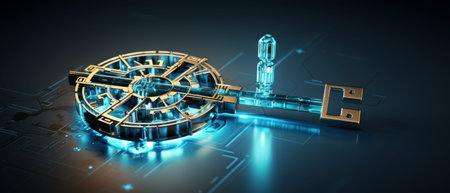 Symbol Key Cyber Security 3D Generative AIの素材