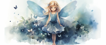Miniature fairy cartoon watercolor style background realistic rendering Generative AIの素材