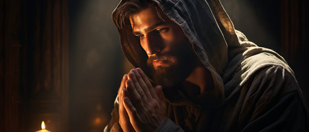 religious muslim man praying 3D realistic rendering Generative AIの素材