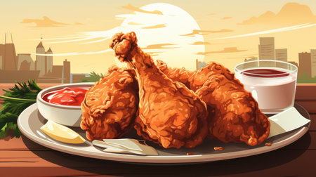 International Fried Chicken Day July 6th Generative AIの素材