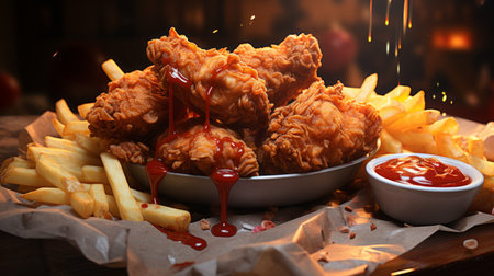 International Fried Chicken Day July 6th Generative AIの素材