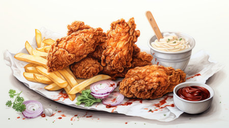 watercolor International Fried Chicken Day July 6th Generative AIの素材