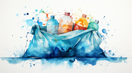 International Plastic Bag Free Day July 3 Watercolor styleGenerative AIの素材