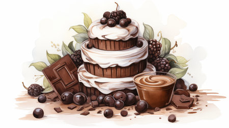 watercolor World Chocolate Day July 07 Generative AIの素材