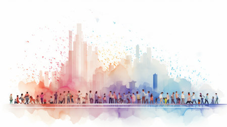 World Population Day July 11 Watercolor style Generative AIの素材