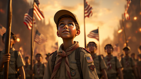 National Boy Scout Day, July 1, Generative AIの素材