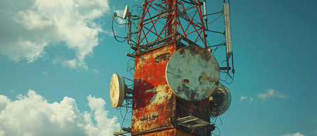 Broadcasting antennas for radio waves, internet, audio, video and communication systems Generative AIの素材