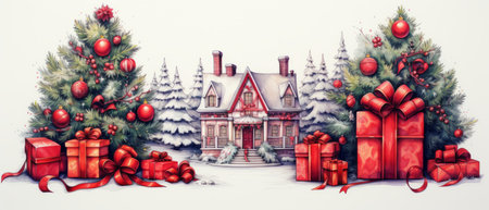 Merry Christmas festival and decorations Generative AIの素材